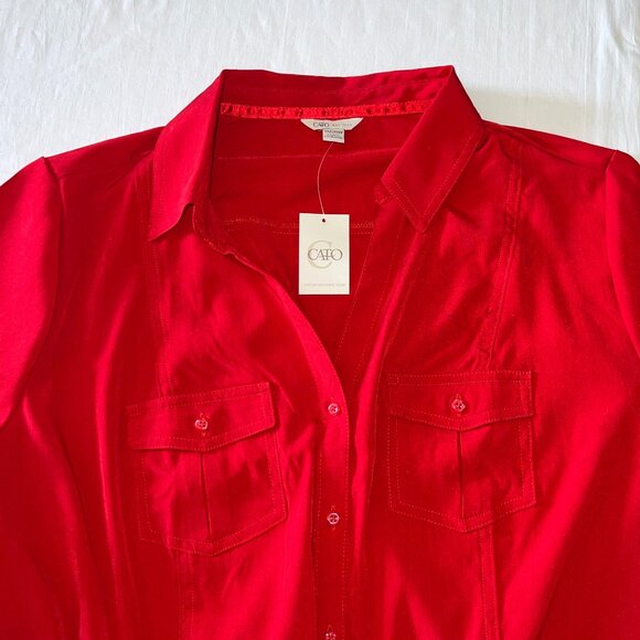 Cato Button Down Athlesiure sports wear top Deep Red 18-20W New with Tags - Picture 6 of 9